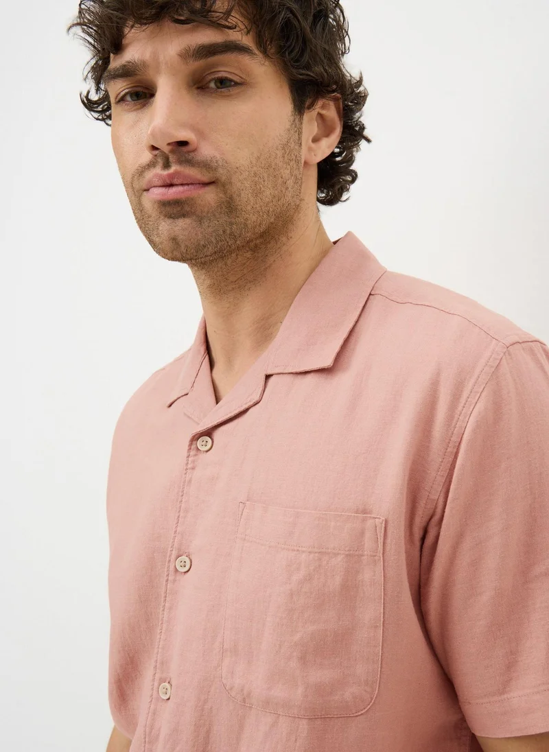 ماتلان Pink Linen Rich Short Sleeve Shirt